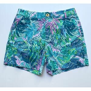 Lilly Pulitzer Gretchen High Rise Shorts Botanical Print 5" Inseam Size 00